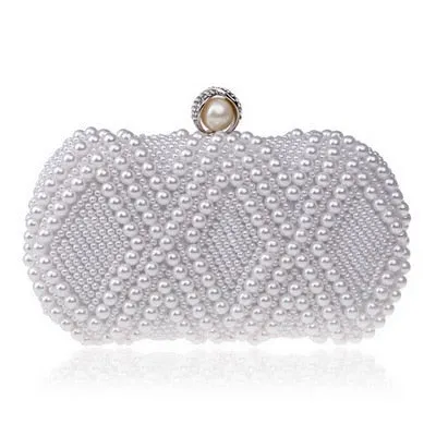 Beaded Diamonds Women Evening Bags Vintage Embroidery Small Pearl Day Clutch Shoulder Chain Handbags Rhinestones Purse