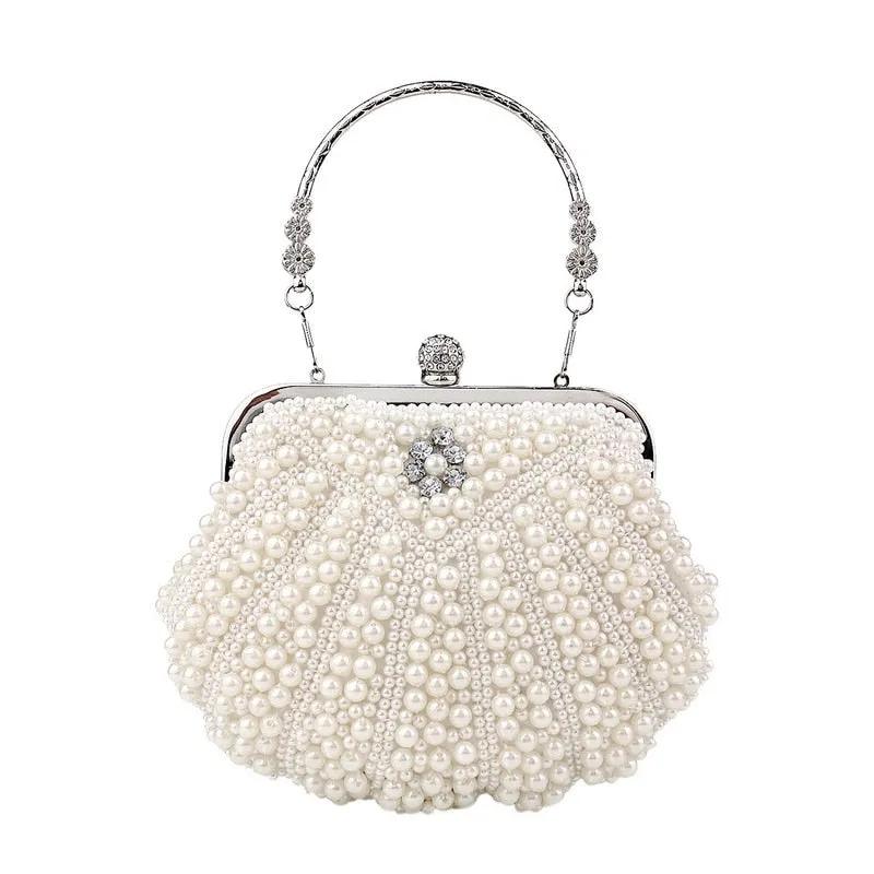 Beaded Diamonds Women Evening Bags Vintage Embroidery Small Pearl Day Clutch Shoulder Chain Handbags Rhinestones Purse