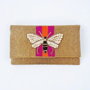 Beaded Gold, Pink, & Orange Bee Purse