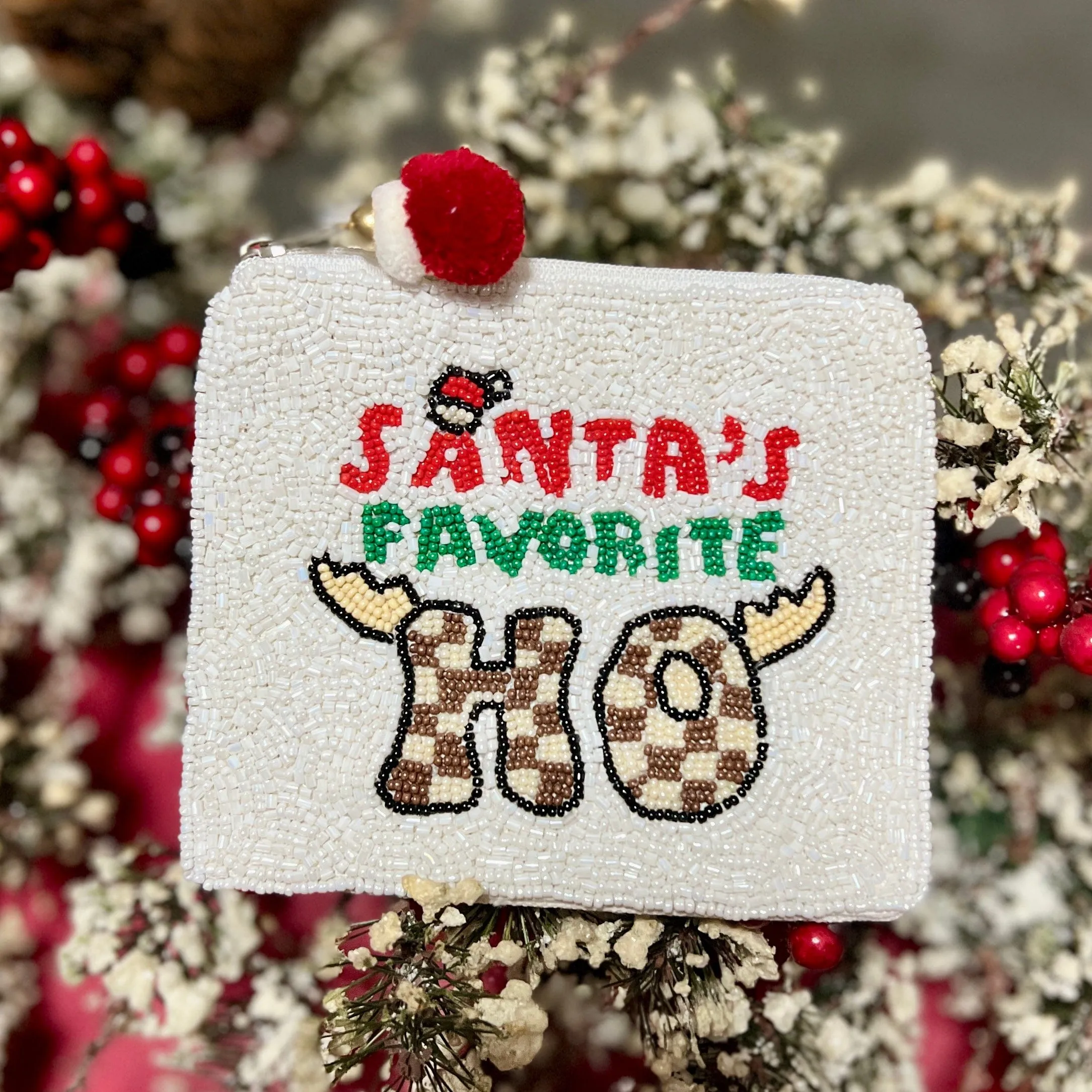 Beaded Santa's Favorite Ho Coin Purse