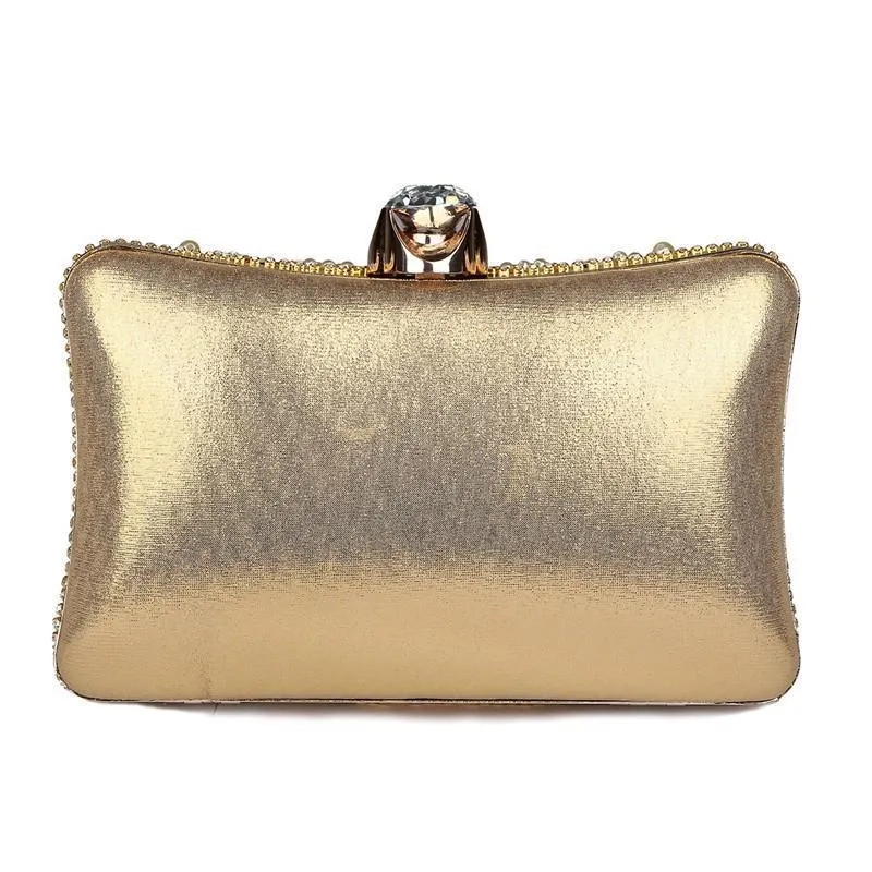 Beaded Tassel Evening Gold Clutch