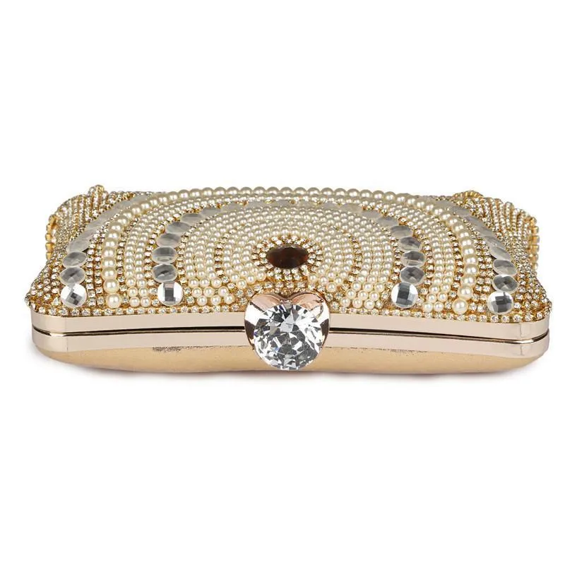 Beaded Tassel Evening Gold Clutch