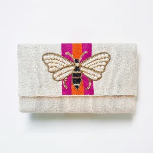 Beaded White, Pink, & Orange Bee Purse