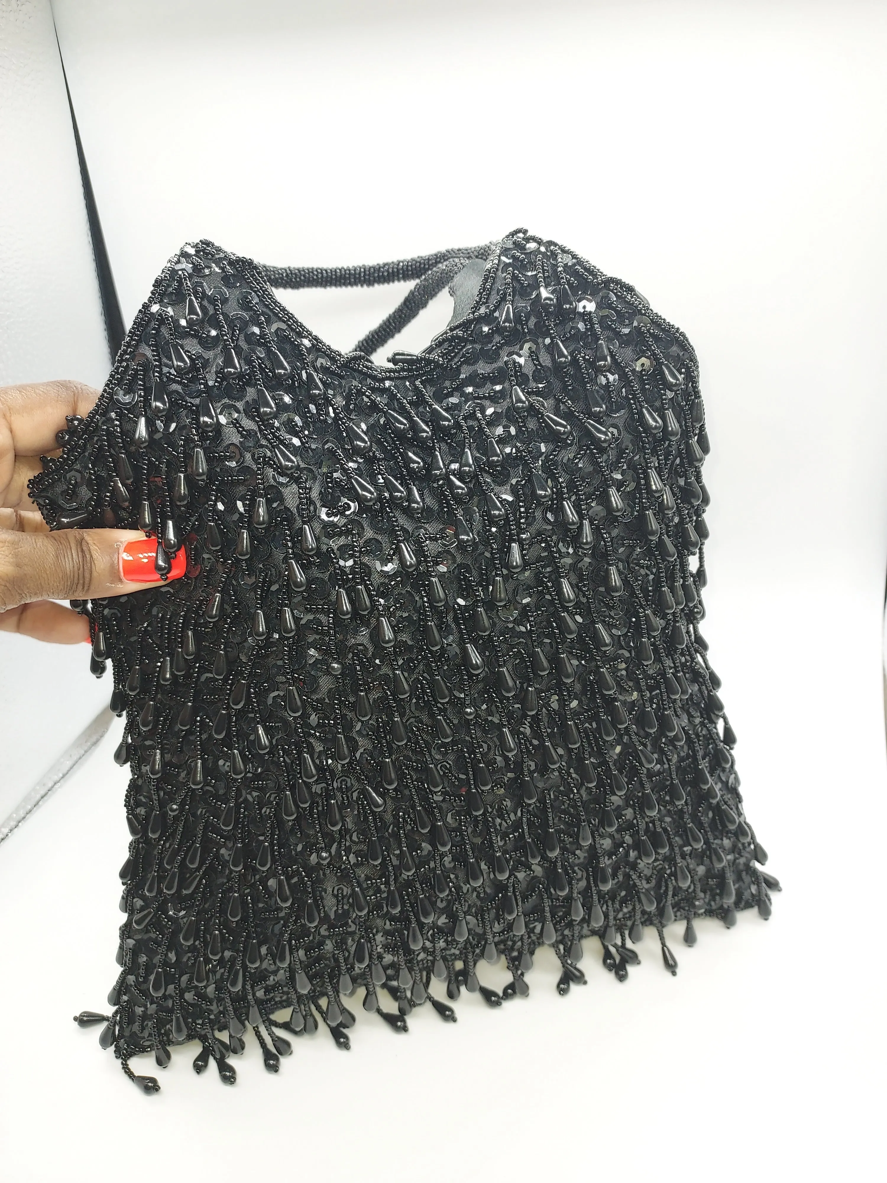Black Beaded Bag For Women
