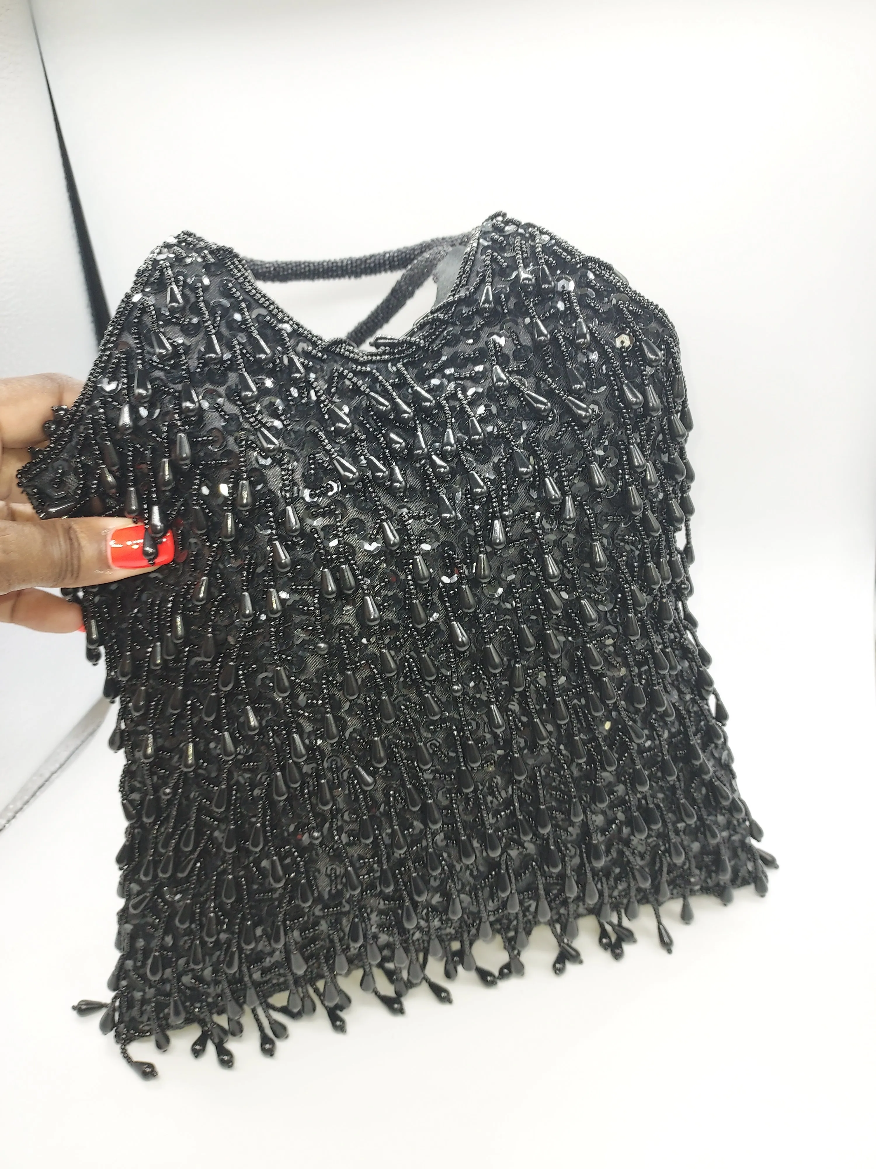 Black Beaded Bag For Women