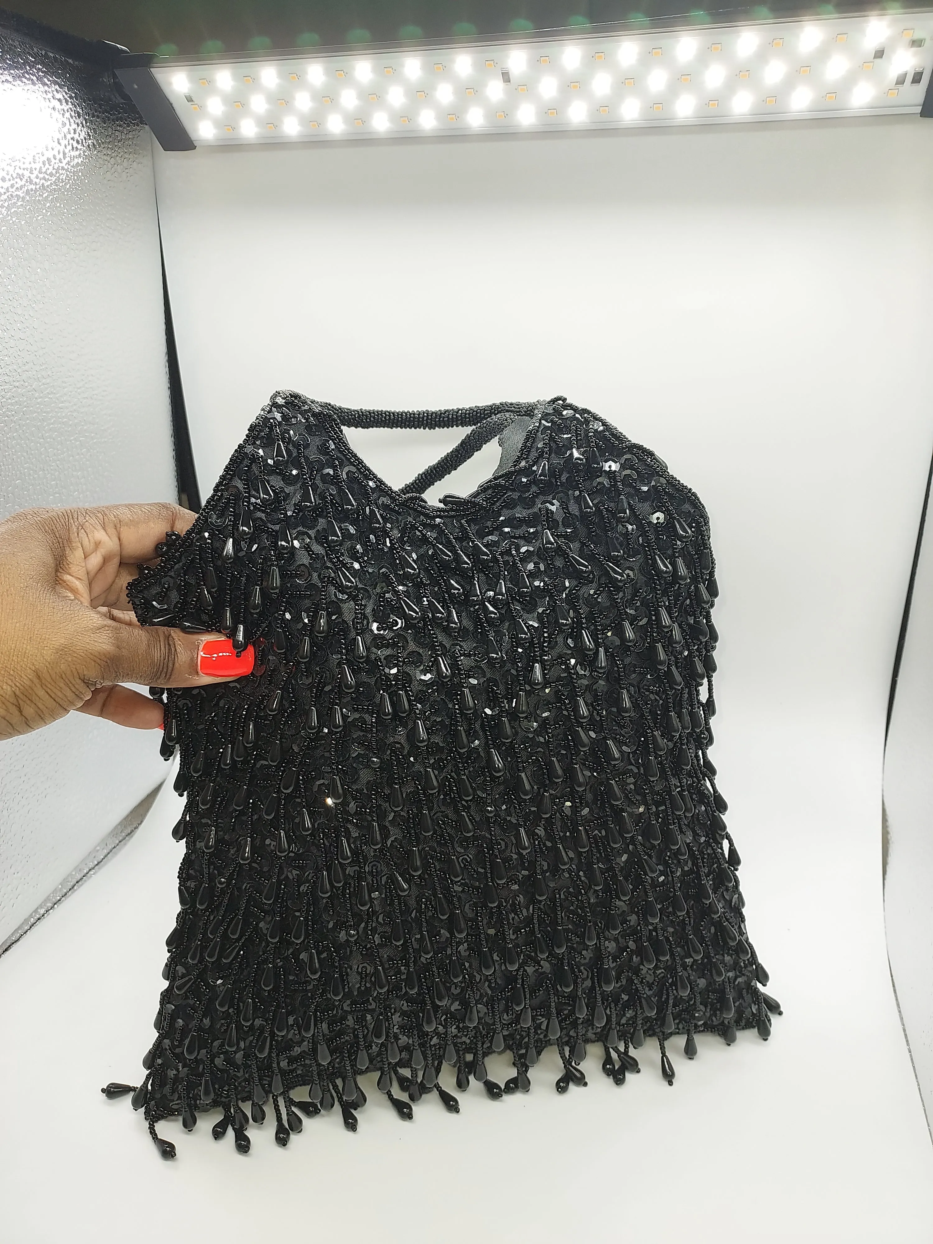 Black Beaded Bag For Women