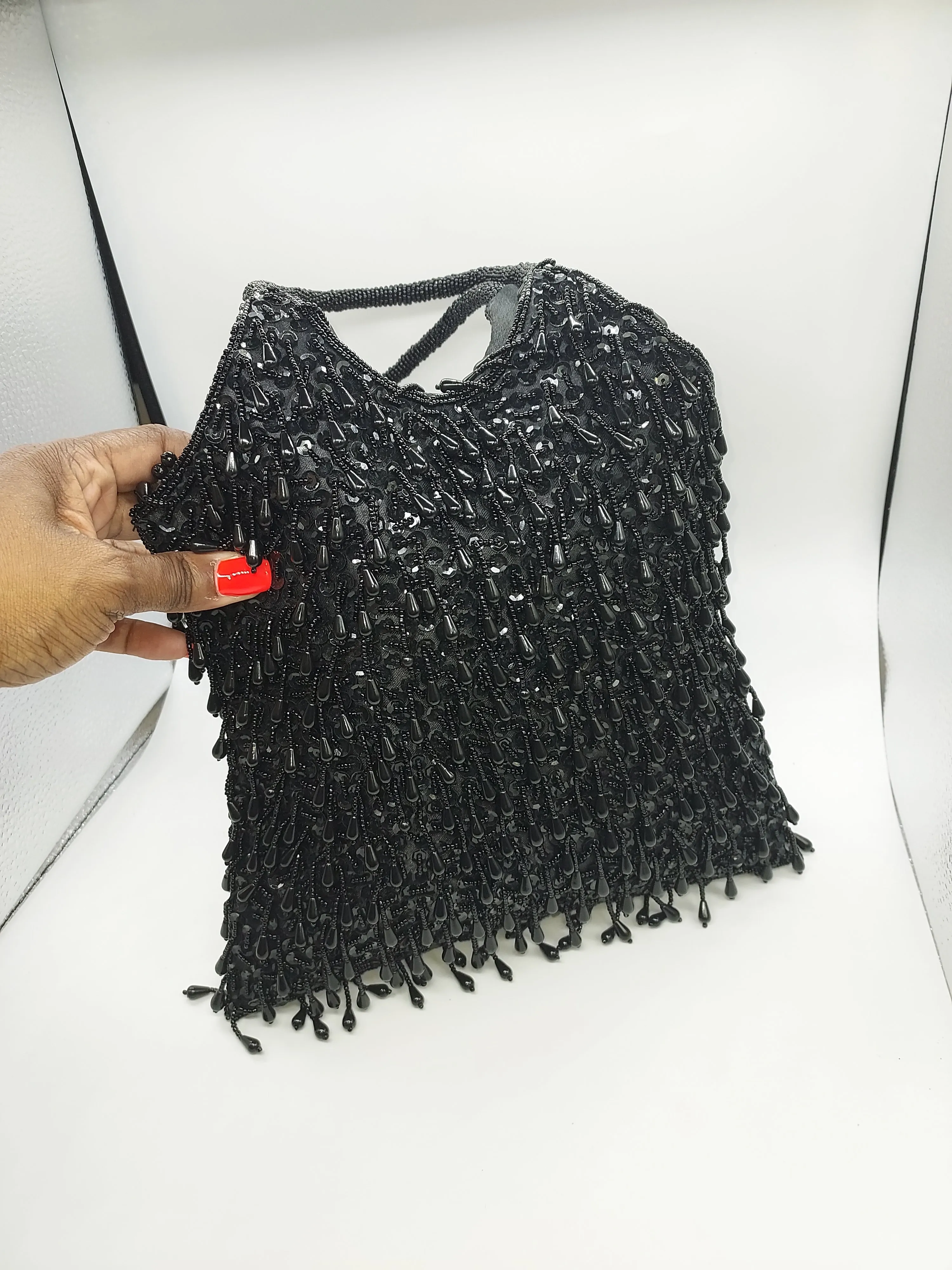 Black Beaded Bag For Women