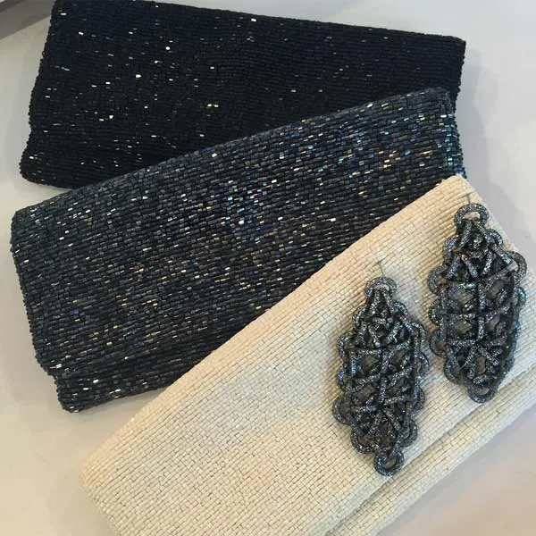 Black Beaded Clutch