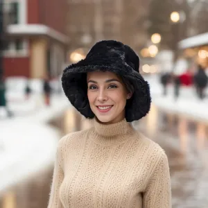 Black Ginger Black Faux Fur Bucket Hat - 800-547