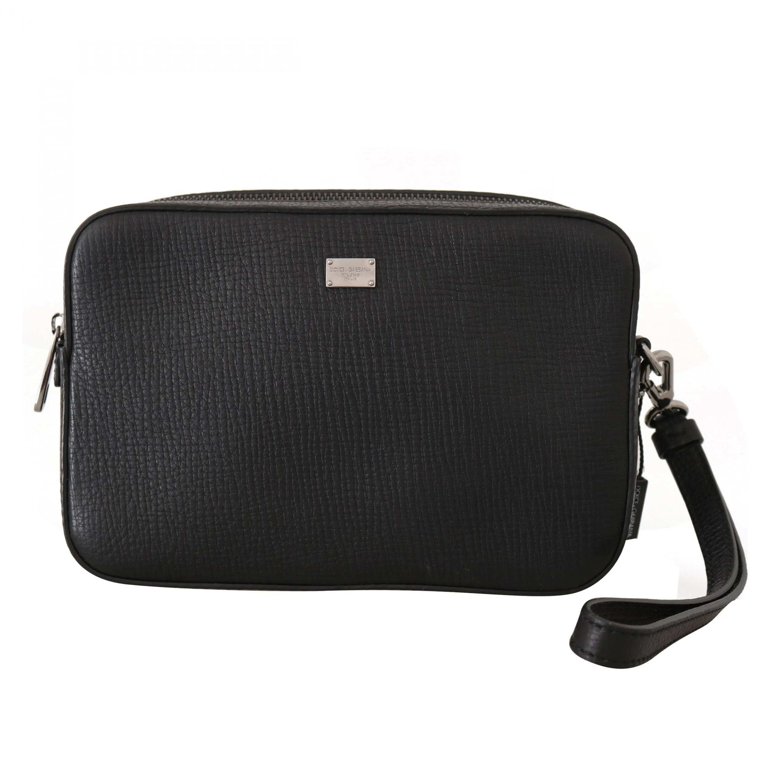 Black Leather Crystal Beaded Clutch Toiletry Wallet