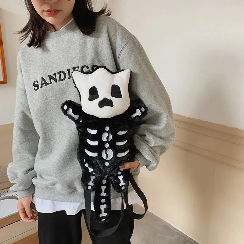 BLACK PLUSH BACKPACK KF82624