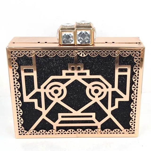 Box evening  diamond flower Clutch Bag