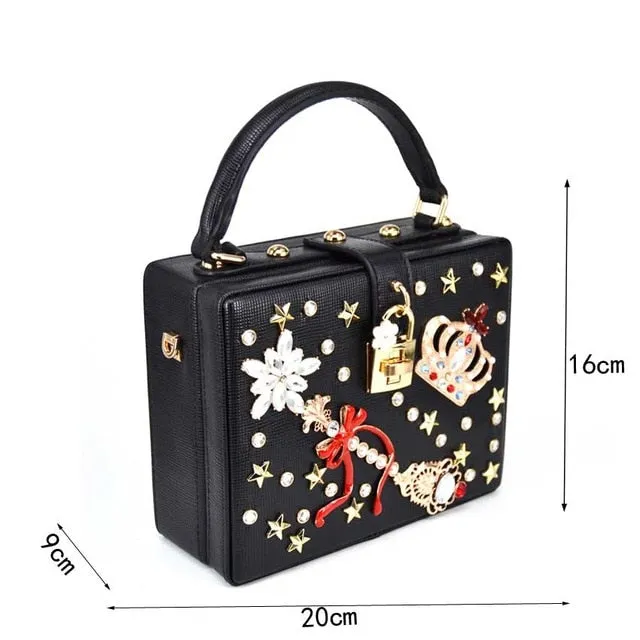 Box evening  diamond flower Clutch Bag