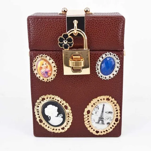 Box evening  diamond flower Clutch Bag