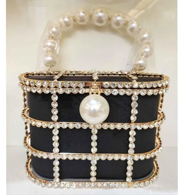 Box evening  diamond flower Clutch Bag
