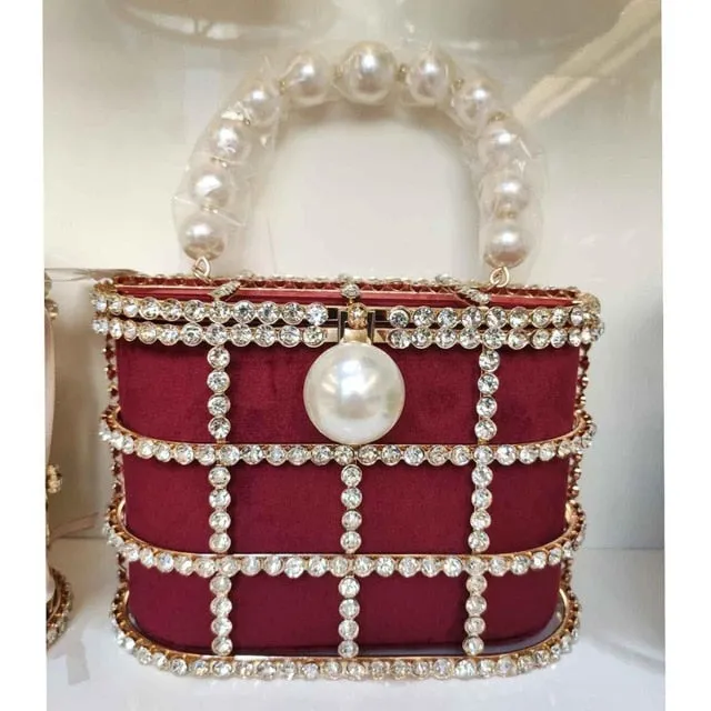 Box evening  diamond flower Clutch Bag