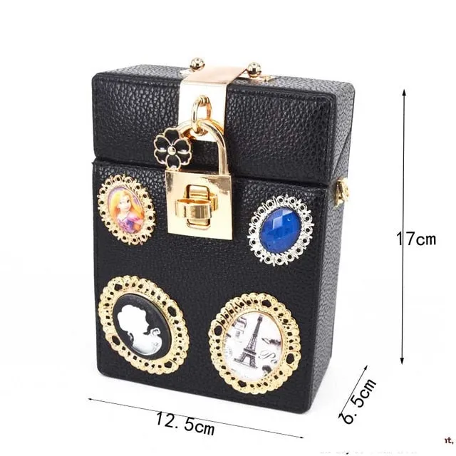 Box evening  diamond flower Clutch Bag