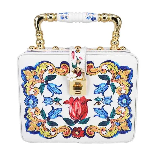 Box evening  diamond flower Clutch Bag