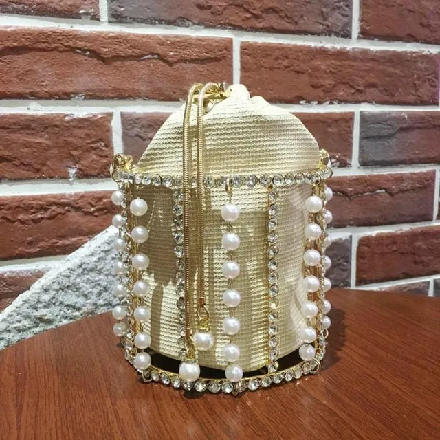 Box evening  diamond flower Clutch Bag