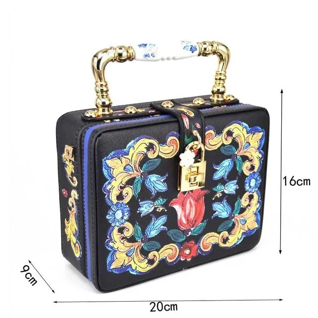 Box evening  diamond flower Clutch Bag