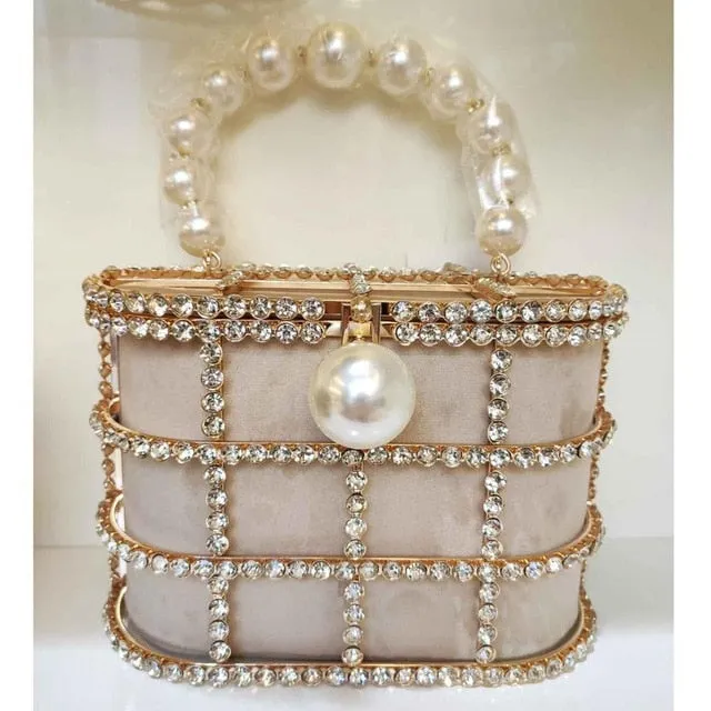 Box evening  diamond flower Clutch Bag