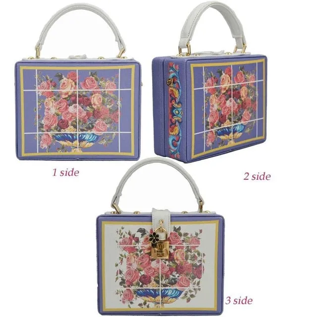 Box evening  diamond flower Clutch Bag