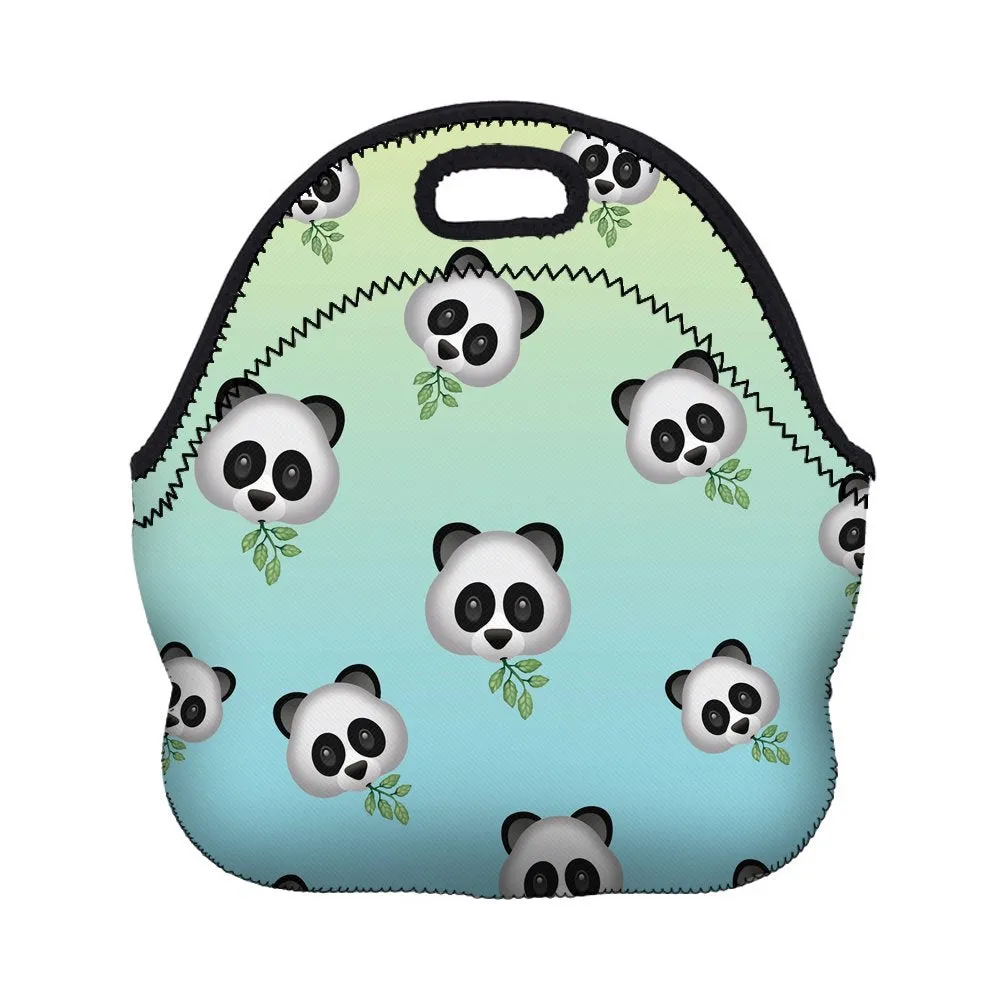 Boys Girls Kids Women Adults Insulated School Travel Outdoor Thermal Waterproof Carrying Lunch Tote Bag Cooler Box Neoprene Lunchbox Container Case For Outdoors,Work,Office,School (Cute Pandas)