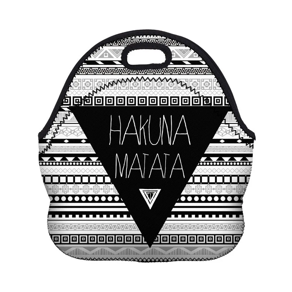 Boys Girls Kids Women Adults Insulated School Travel Outdoor Thermal Waterproof Carrying Lunch Tote Bag Cooler Box Neoprene Lunchbox Container Case (Hakuna Matata)