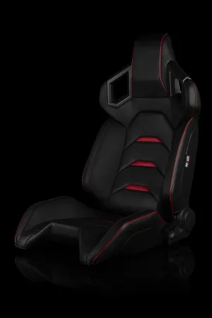 Braum Alpha-X Series Racing Seats - Black & Red (PAIR)