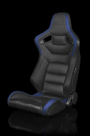 Braum Elite Series Sport Seats - Black and Blue Leatherette (PAIR)