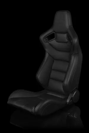 Braum Elite Series Sport Seats - Black Leatherette / Black Stitching (PAIR)