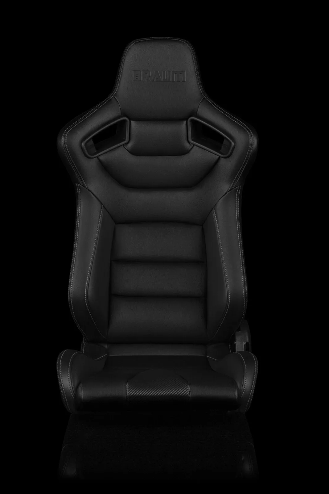 Braum Elite Series Sport Seats - Black Leatherette / White Stitching (PAIR)