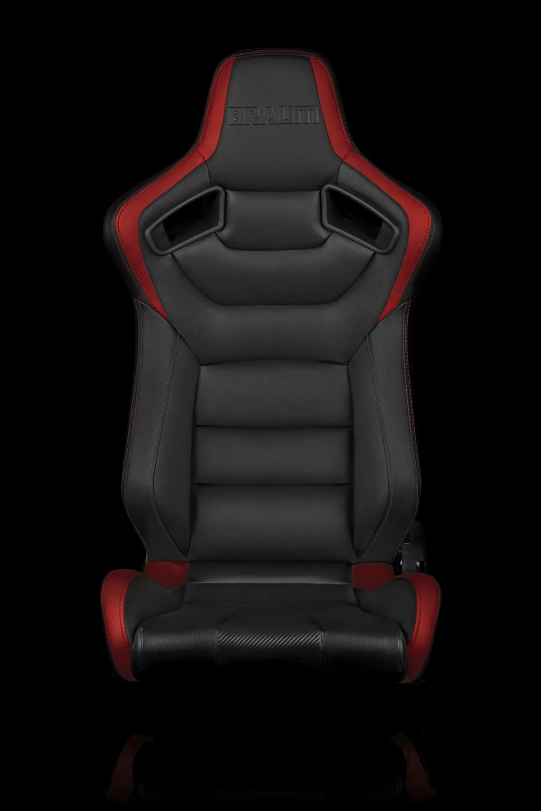 Braum Elite Series Sport Seats - Black / Red Leatherette (PAIR)