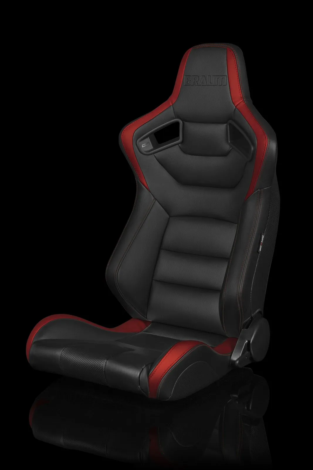 Braum Elite Series Sport Seats - Black / Red Leatherette (PAIR)