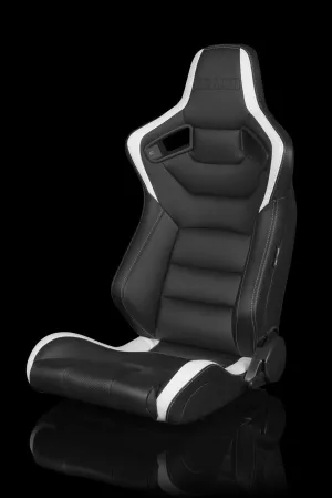 Braum Elite Series Sport Seats - Black / White Leatherette (PAIR)