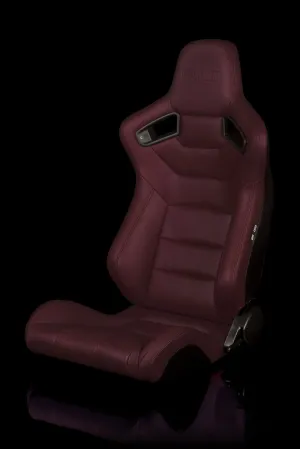 Braum Elite Series Sport Seats - Maroon Leatherette (PAIR)