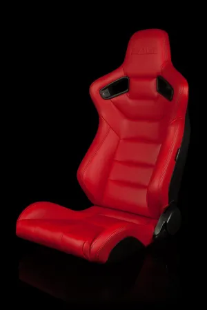 Braum Elite Series Sport Seats - Red Leatherette / Black Stitching (PAIR)