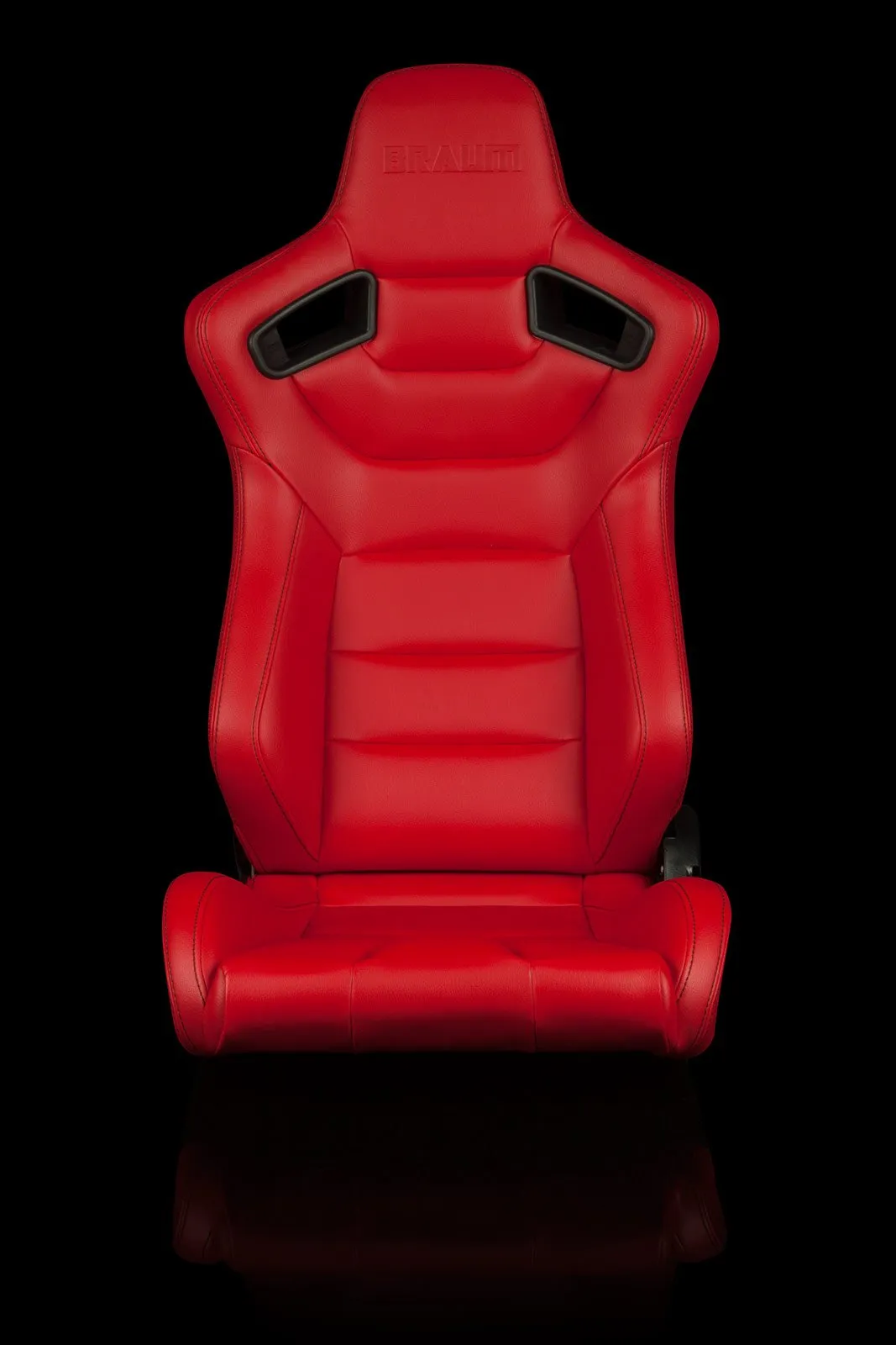 Braum Elite Series Sport Seats - Red Leatherette / Black Stitching (PAIR)