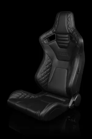 Braum Elite-X Series Sport Seats - Black Diamond / Grey Stitching (PAIR)