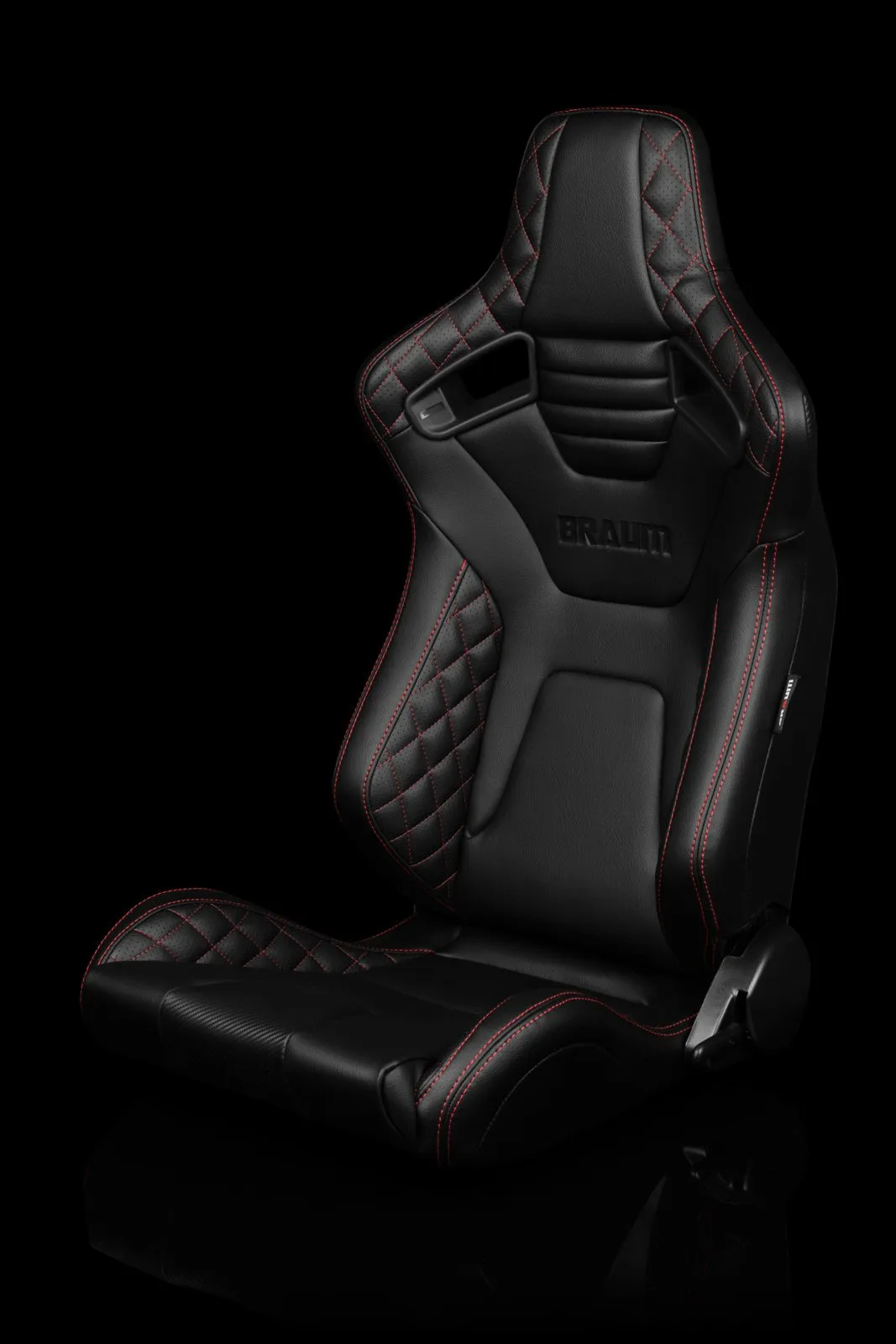 Braum Elite-X Series Sport Seats - Black Diamond/ Red Stitching (PAIR)