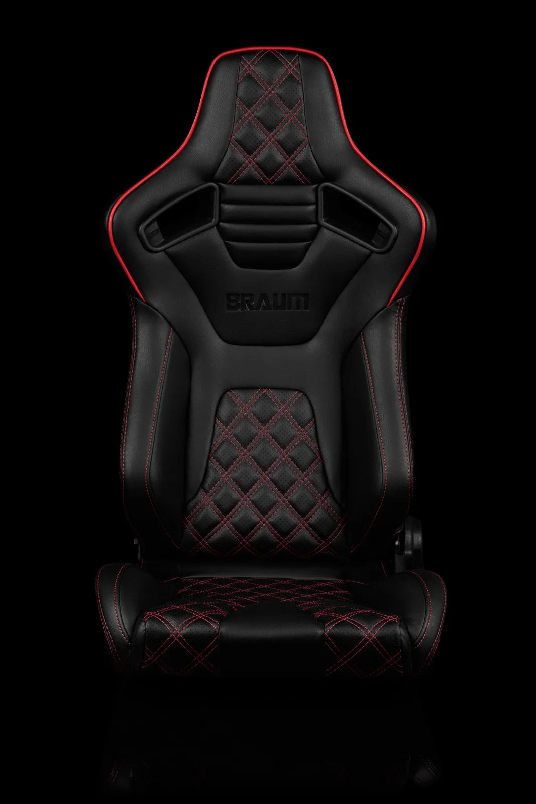 Braum Elite-X Series Sport Seats - Black Diamond / Red Stitching / Red Piping (PAIR)