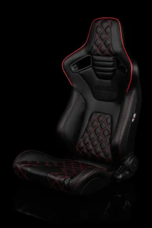 Braum Elite-X Series Sport Seats - Black Diamond / Red Stitching / Red Piping (PAIR)
