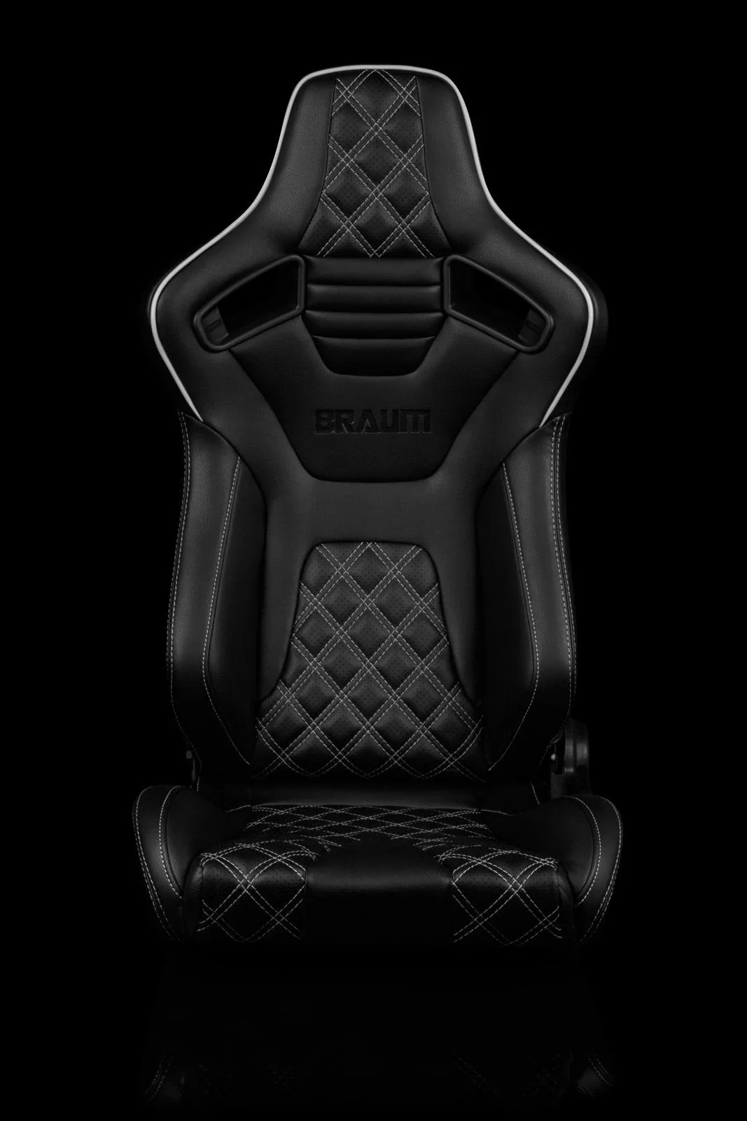 Braum Elite-X Series Sport Seats - Black Diamond / White Stitching / White Piping (PAIR)