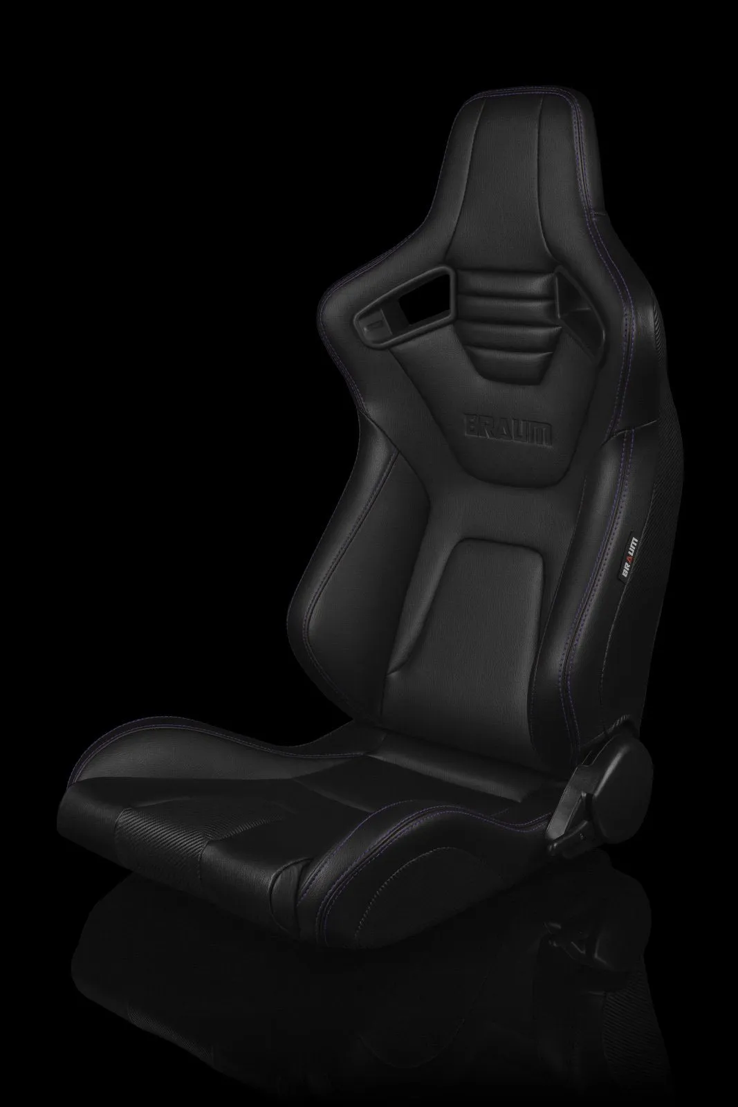 Braum Elite-X Series Sport Seats - Black Leatherette / Purple Stitching (PAIR)