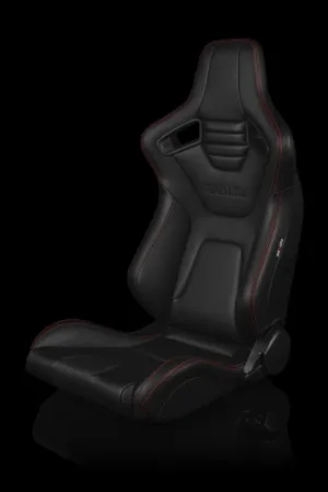 Braum Elite-X Series Sport Seats - Black Leatherette / Red Stitching (PAIR)
