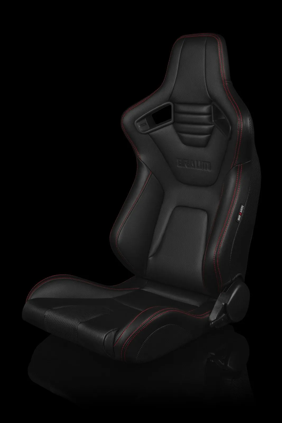 Braum Elite-X Series Sport Seats - Black Leatherette / Red Stitching (PAIR)