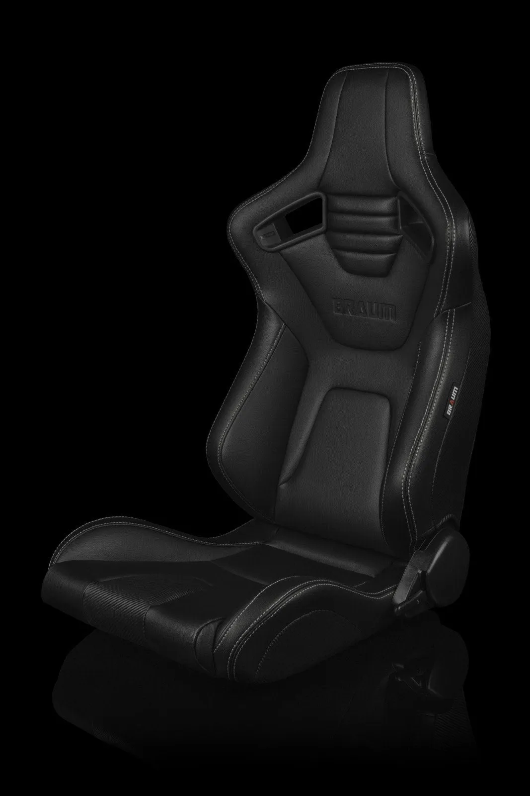 Braum Elite-X Series Sport Seats - Black Leatherette / White Stitching (PAIR)