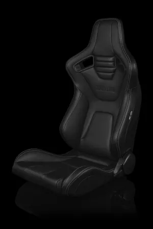 Braum Elite-X Series Sport Seats - Black Leatherette / White Stitching (PAIR)