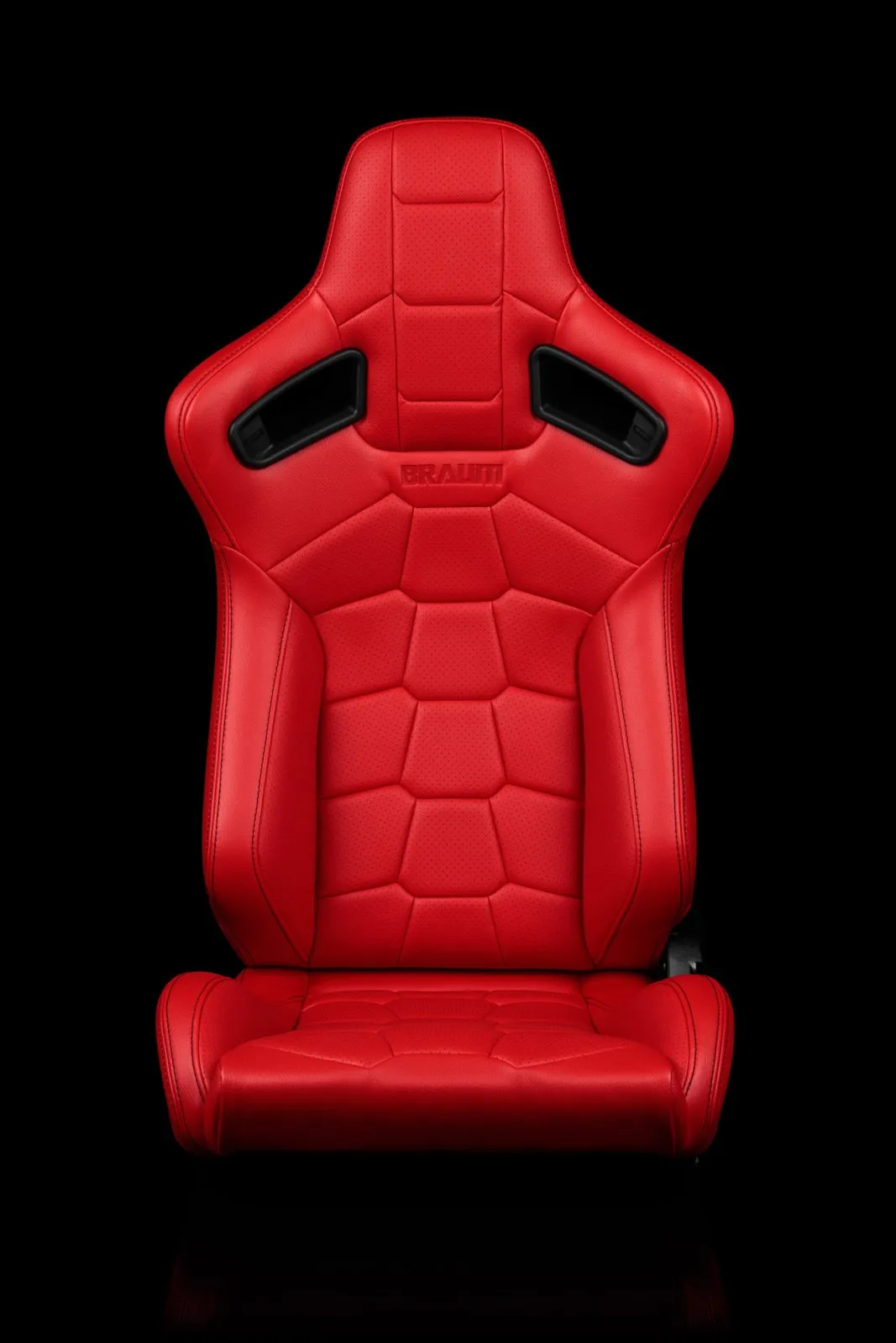Braum Elite-X Series Sport Seats - Komodo / Red Leatherette / Black Stitching (PAIR)