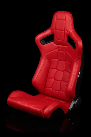 Braum Elite-X Series Sport Seats - Komodo / Red Leatherette / Black Stitching (PAIR)